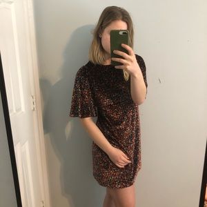 Floral Velvet Flowy Sleeve Dress